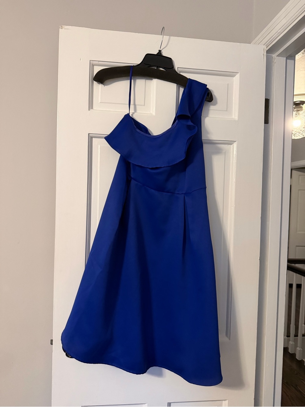 Anthropologie Cobalt Blue Ruffled Neckline Dress